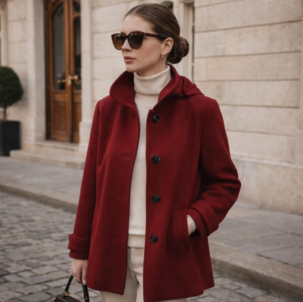 BlackTag Lauren Ralph Lauren Wool Blend Pea Coat With Removable Hood. Old Money.